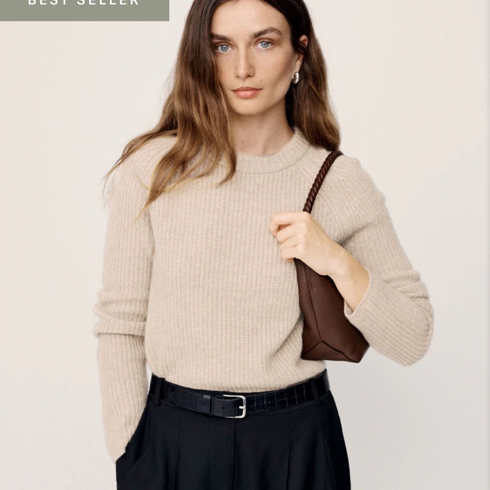 Jenni Kayne Oatmeal Cashmere Fisherman Sweater